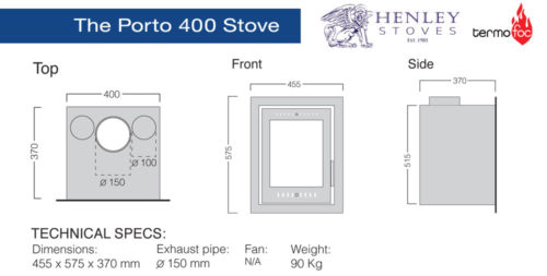Henley Porto 400 Cassette stove Dimensions Image